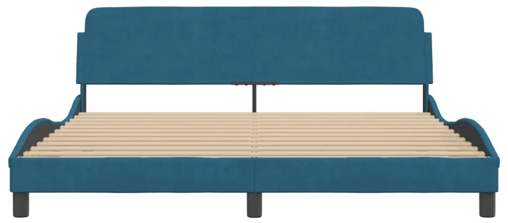 vidaXL Πλαίσιο Κρεβατιού με Κεφαλάρι Μπλε 180x200 εκ. Βελούδινο