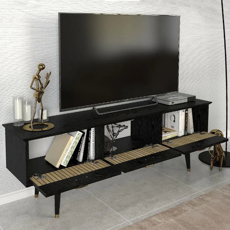 Έπιπλο τηλεόρασης Bolea Megapap χρώμα modern black 150x35x49,7 εκ. - GP042-0235,1