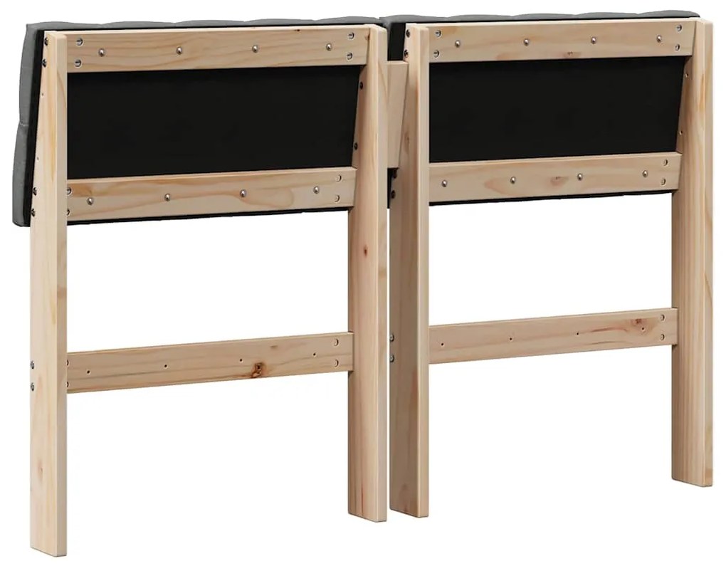 vidaXL Ταπετσαρισμένο κεφαλάρι Σκούρο Γκρι 120 cm Στερεά ξυλεία πεύκου