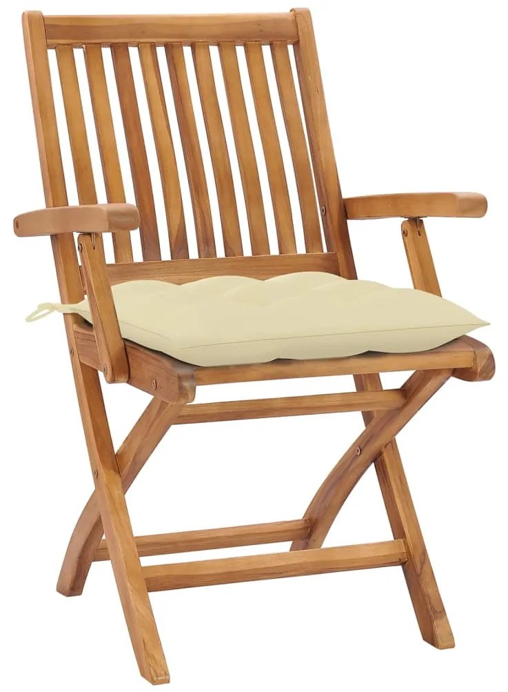 vidaXL Καρέκλες Κήπου Πτυσσόμενες 4 τεμ. Μασίφ Ξύλο Teak με Μαξιλάρια