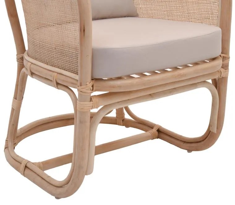 Καρέκλα - Πολυθρόνα Querke rattan pe σε Φυσικό με μπεζ μαξιλάρι 57x64x76 εκ. 57x64x76 εκ.