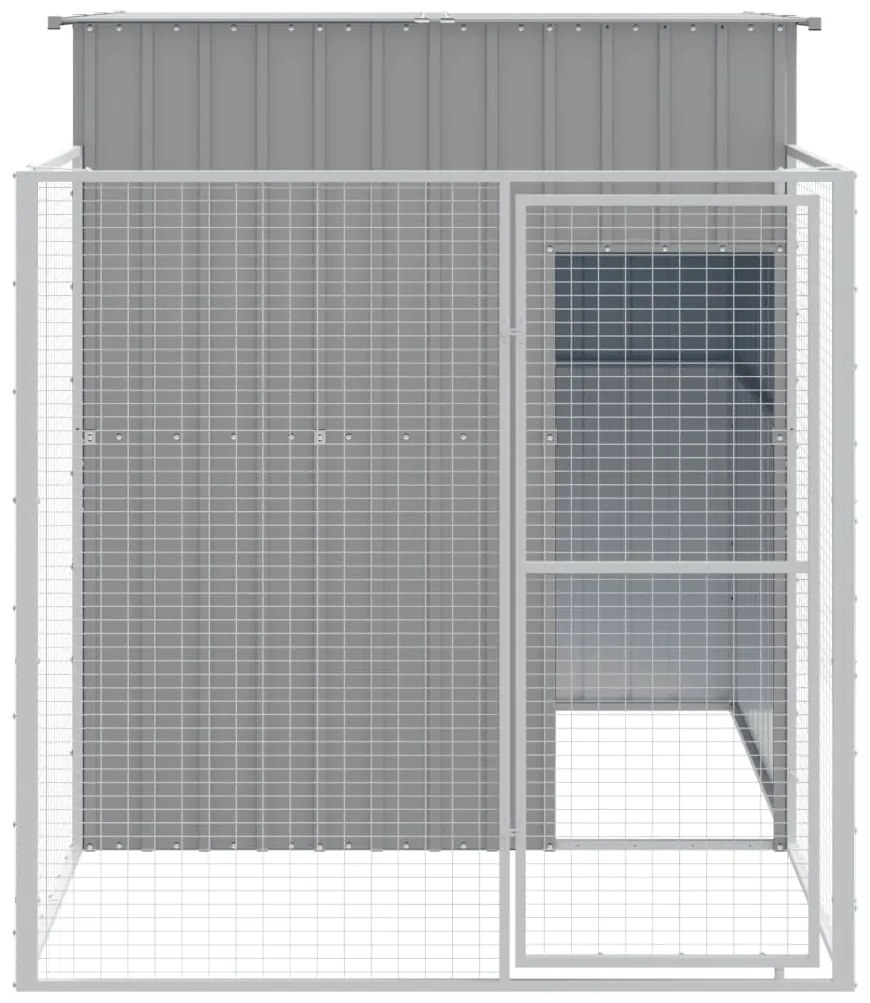 vidaXL Σπιτάκι Σκύλου με Αυλή Αν. Γκρι 165x251x181 εκ Γαλβαν. Χάλυβας