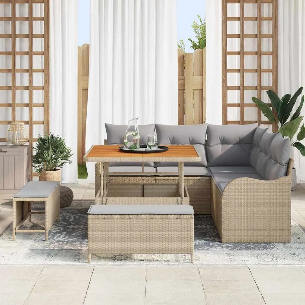 vidaXL Σετ Καναπέ Κήπου 8 pcs Μπεζ συνθετικό ρατάν