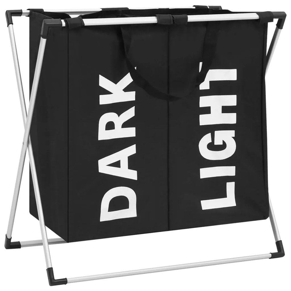 vidaXL Καλάθι Διαχωρισμού Απλύτων με 2 Τμήματα Μαύρο