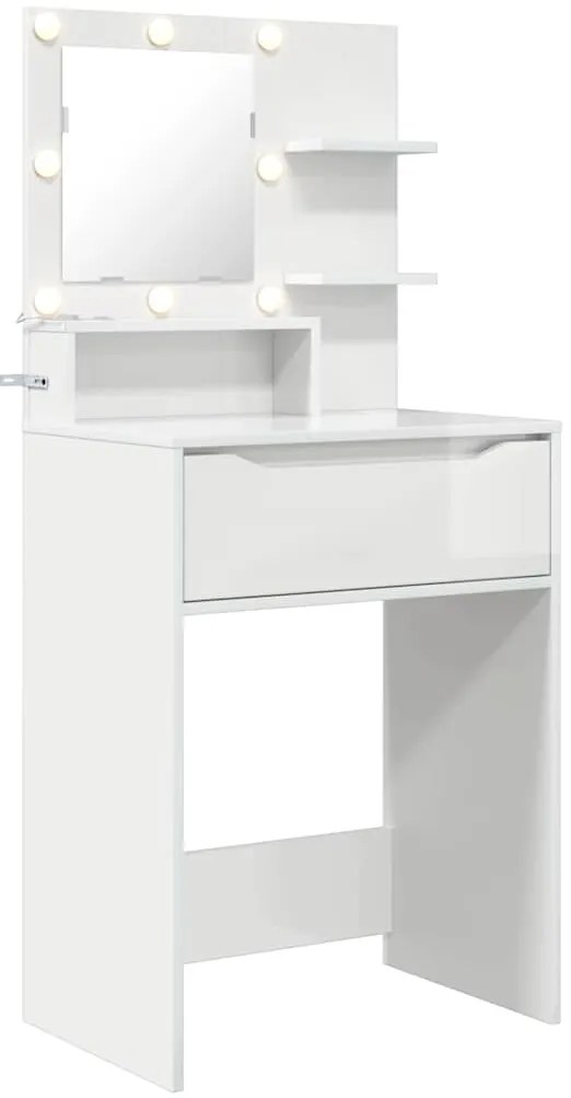 vidaXL Τραπέζια Ντυσίματος Κρεβατοκάμαρας Υψηλής γυαλάδας λευκό