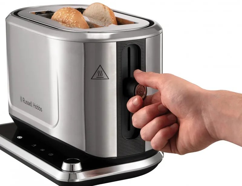 Τοστιέρα ψωμιού Russell Hobbs Attentiv 26210-56, 1640W, 2 φέτες, 6 στάδια, κεντράρισμα, έλεγχος αφής, LED, αποθήκευση, υψηλή ανύψωση, χωρίς BPA και PFAS, Inox/μαύρο