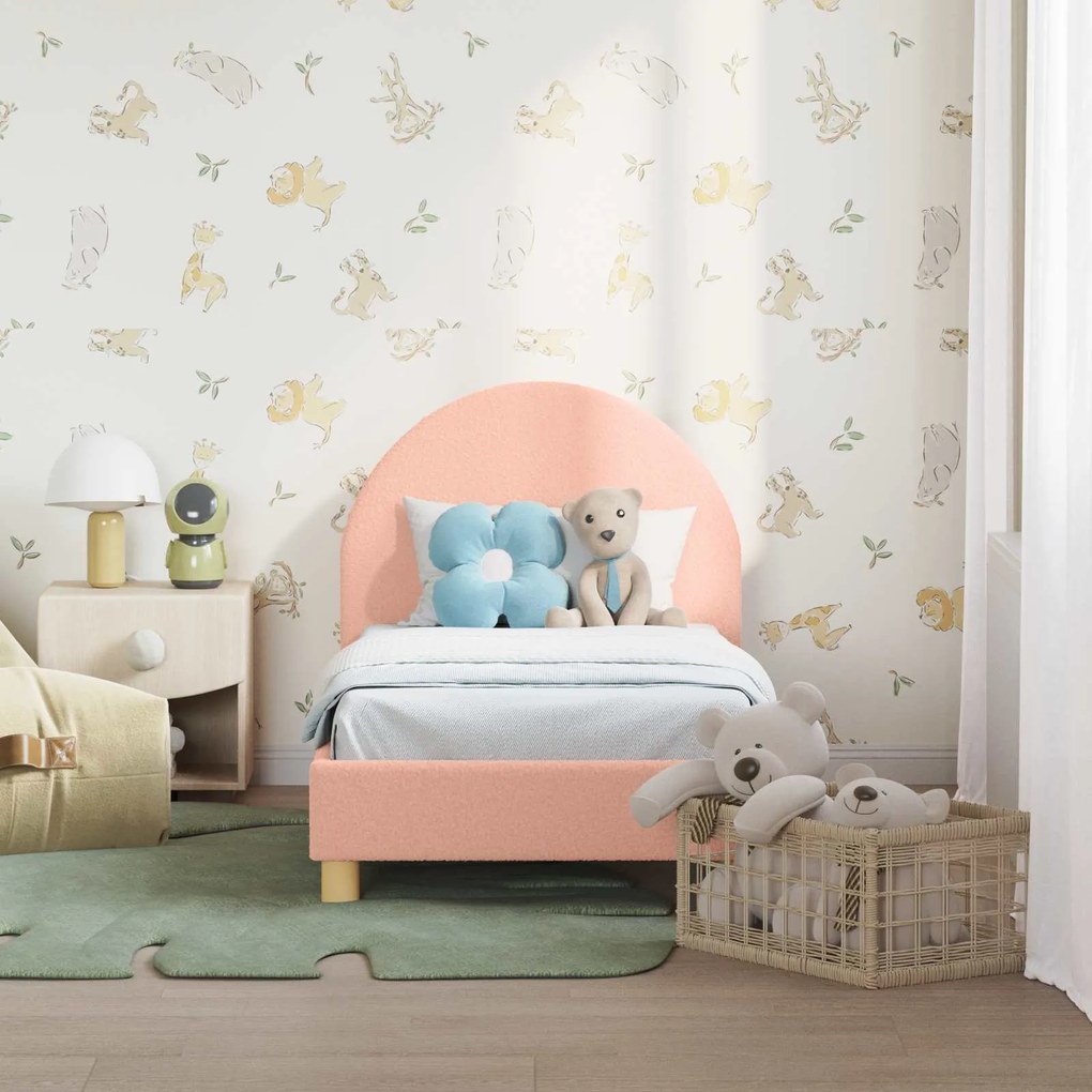 vidaXL Κρεβατική βάση για παιδιά με προσκέφαλο Ροζ 70 x 140 cm