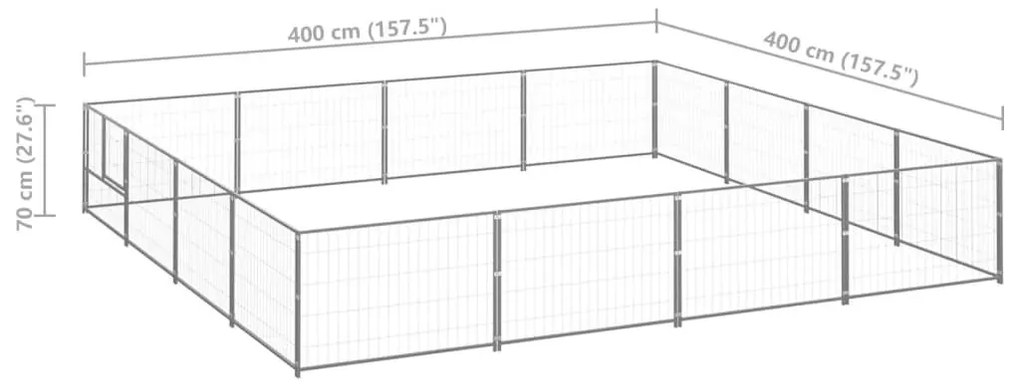 Σπιτάκι Σκύλου Ασημί 16 μ² Ατσάλινο - Ασήμι