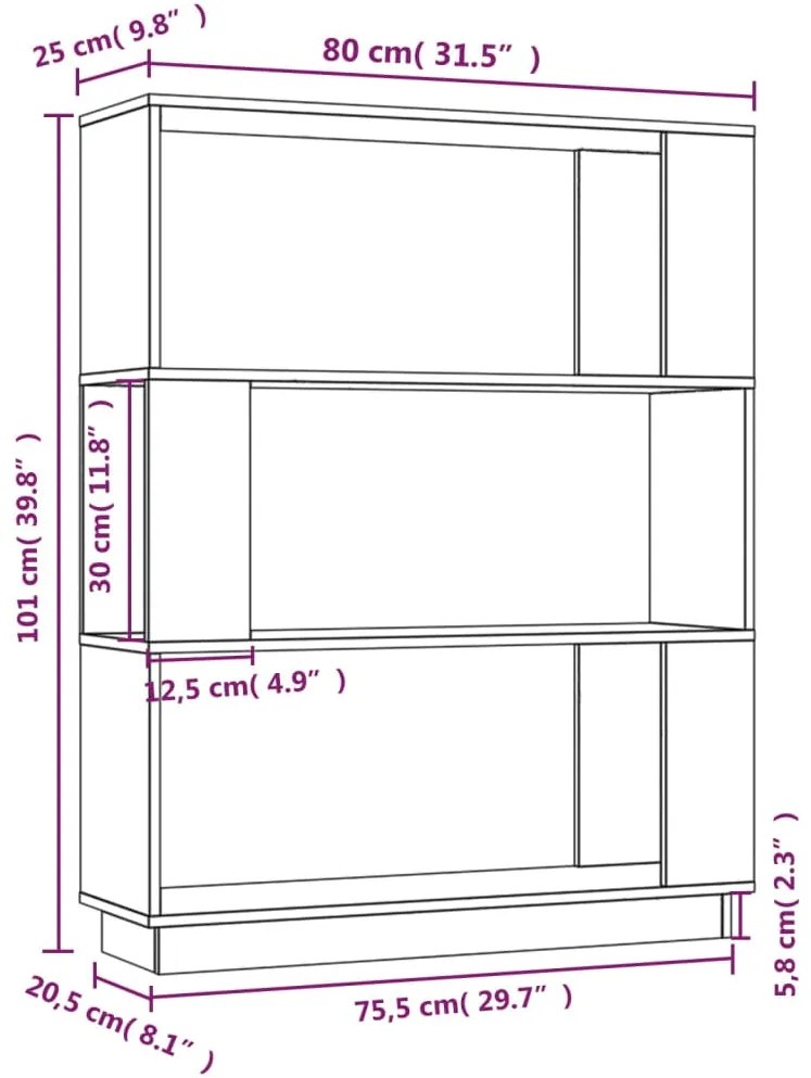 ΒΙΒΛΙΟΘΗΚΗ/ΔΙΑΧΩΡΙΣΤΙΚΟ ΧΩΡΟΥ ΜΕΛΙ 80X25X101 ΕΚ. ΜΑΣΙΦ ΞΥΛΟ 814057