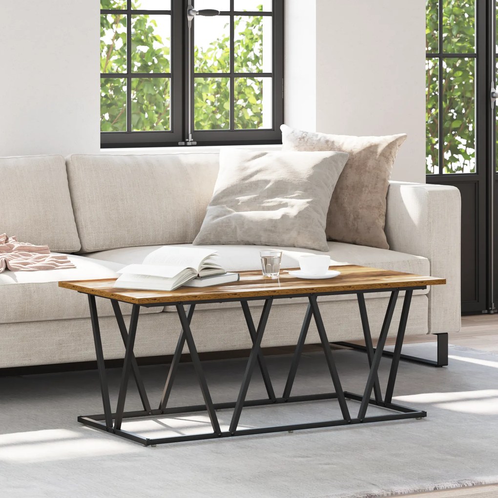 vidaXL Τραπεζάκι σαλονιού από παλιό ξύλο 100x50x40 εκ. από συσκευασμένο ξύλο και μέταλλο