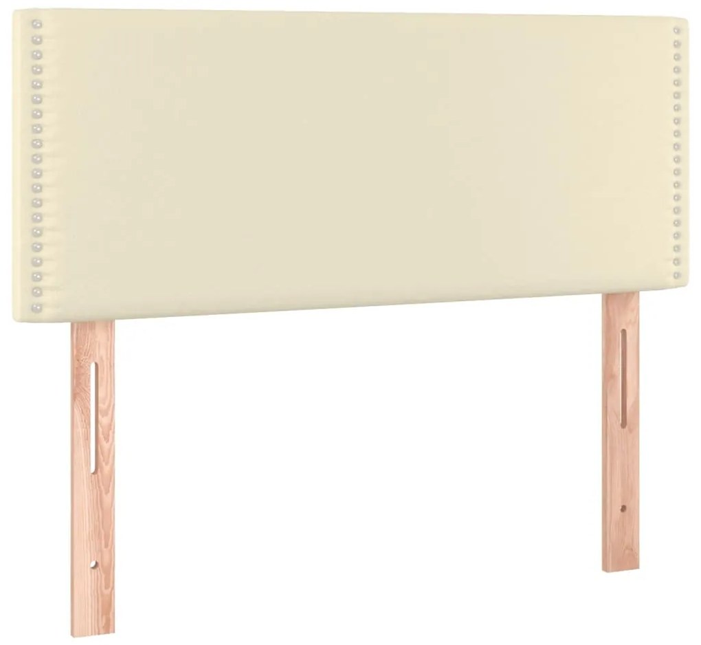 Κρεβάτι Boxspring με Στρώμα Κρεμ 100x200εκ. από Συνθετικό Δέρμα - Κρεμ
