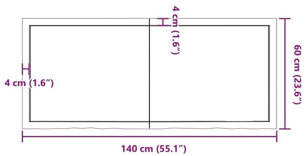 Ράφι Τοίχου Σκούρο Καφέ 140x60x(2-6) εκ. Επεξ. Μασίφ Ξύλο Δρυός - Καφέ