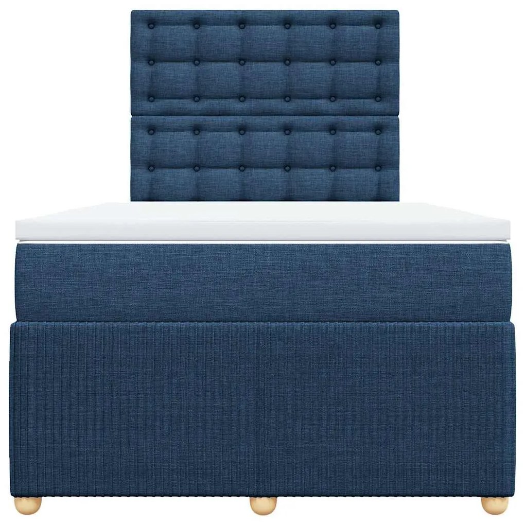 vidaXL Κρεβάτι Boxspring με Στρώμα Μπλε 120x200 εκ. Υφασμάτινο