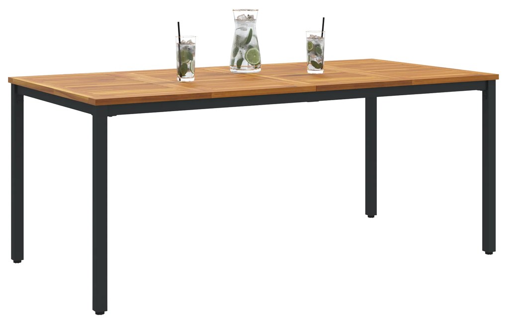 vidaXL τραπέζι κήπου 180x90x75 εκ. από συμπαγές ξύλο ακακίας και μέταλλο