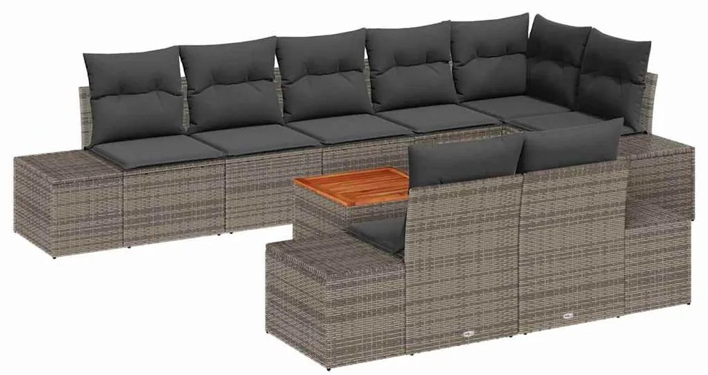 vidaXL Σετ Καναπέ Κήπου 9 pcs Γκρι