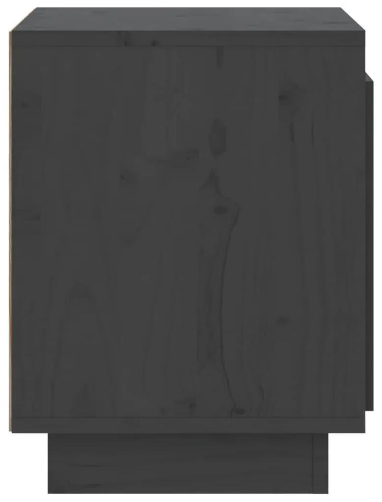 Κομοδίνο Γκρι 40 x 30 x 40 εκ. από Μασίφ Ξύλο Πεύκου - Γκρι