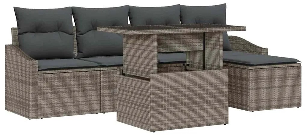 vidaXL Σετ Καναπέ Κήπου με μαξιλάρι 6 pcs Γκρι