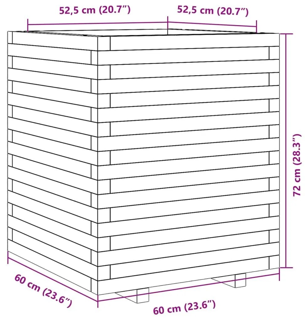 Ζαρντινιέρα Καφέ Κεριού 60x60x72 εκ. από Μασίφ Ξύλο Πεύκου - Καφέ