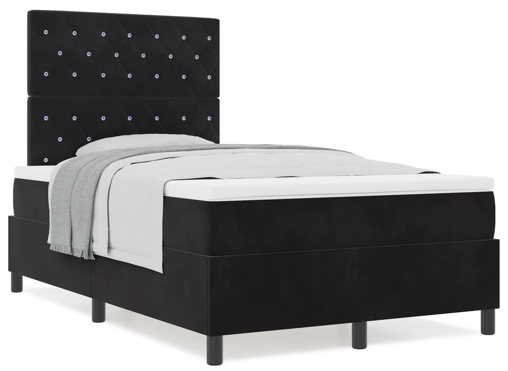 vidaXL Κρεβάτι Box Spring με στρώμα Μαύρο 120x200 εκ Βελούδο