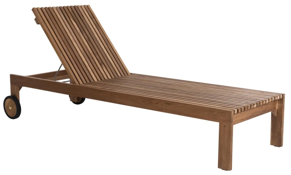 SUNBED LOUNGER LAGERTHA  TEAK WOOD IN NATURAL COLOR 200x65x102Hcm.