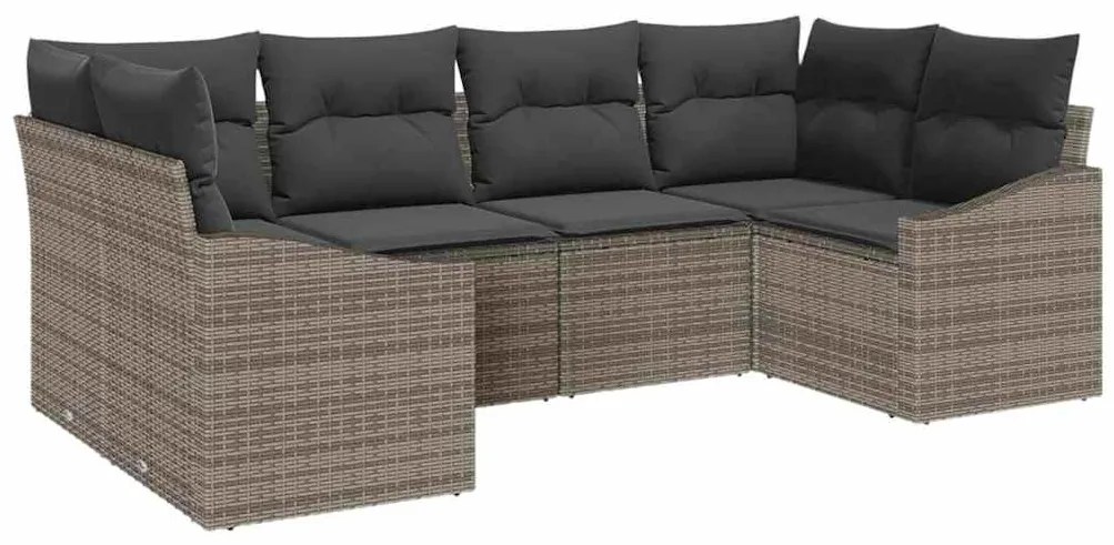 vidaXL Σετ Καναπέ Κήπου 6 pcs Γκρι Πολυ rattan, βαμμένο ατσάλι