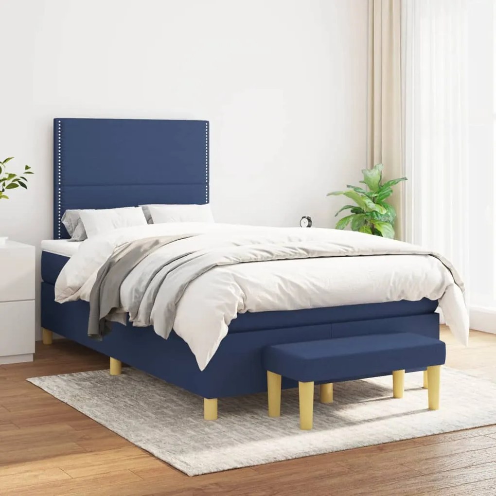 ΚΡΕΒΑΤΙ BOXSPRING ΜΕ ΣΤΡΩΜΑ ΜΠΛΕ 120X190 ΕΚ. ΥΦΑΣΜΑΤΙΝΟ 3270403