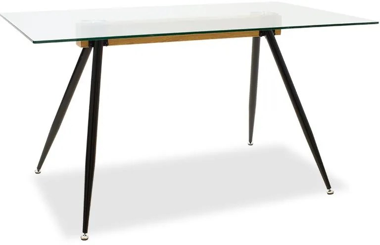 Τραπέζι Astrid γυάλινο 10χιλ - πόδι μαύρο 140x80x75εκ 140x80x75 εκ.