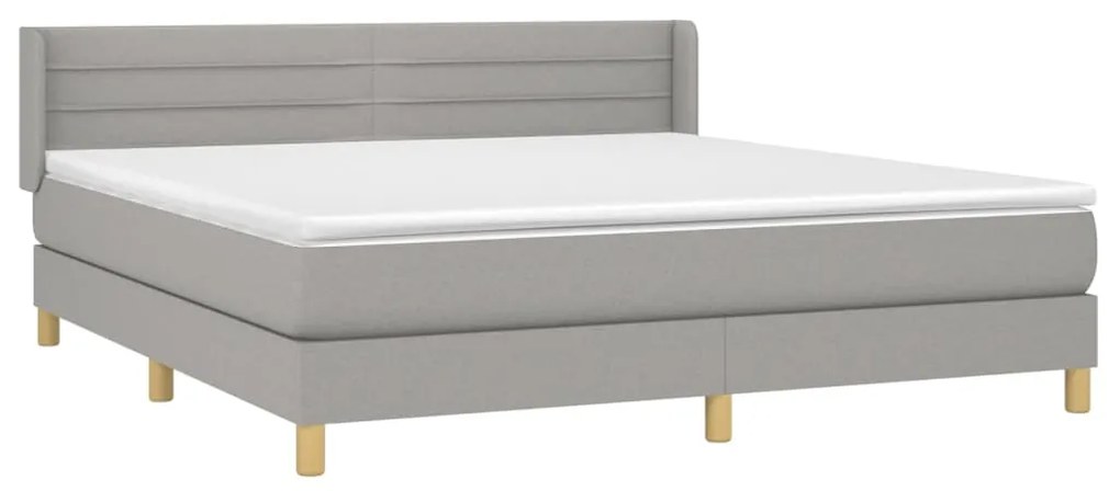 vidaXL Κρεβάτι Boxspring με Στρώμα Ανοιχτό Γκρι 180x200 εκ. Υφασμάτινο