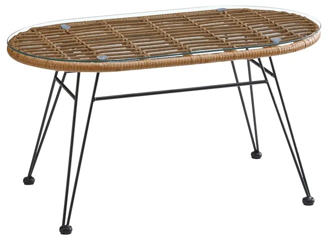 Intrahome Τραπέζι Naoki Intrahome μαύρο μέταλλο-pe φυσικό-γυαλί 100x45x46εκ | SKU: INTRAPA-397111110