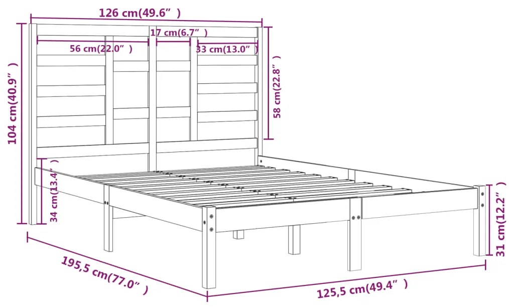 Πλαίσιο Κρεβατιού Λευκό 120x190 εκ. Μασίφ Ξύλο Small Double - Λευκό