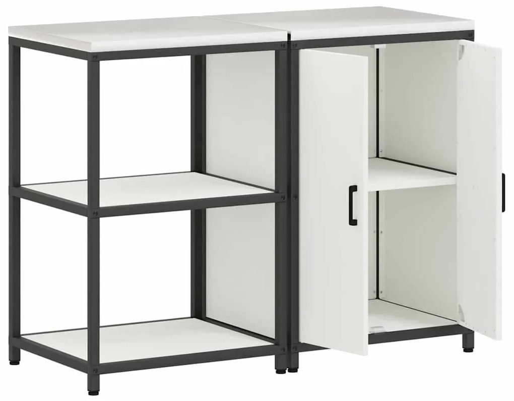 vidaXL Σετ Αποθήκευσης Κουζίνας 2 pcs Λευκό Ψυχρής έλασης χάλυβας