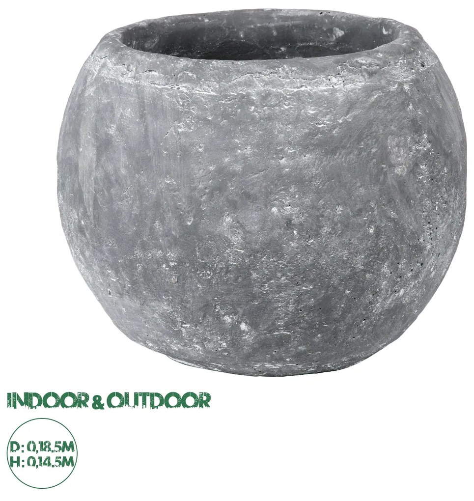 GloboStar® Artificial Garden ALONISSOS 20458 Τσιμεντένιο Κασπώ Γλάστρα - Flower Pot Γκρι Φ18.5cm x Υ14.5cm