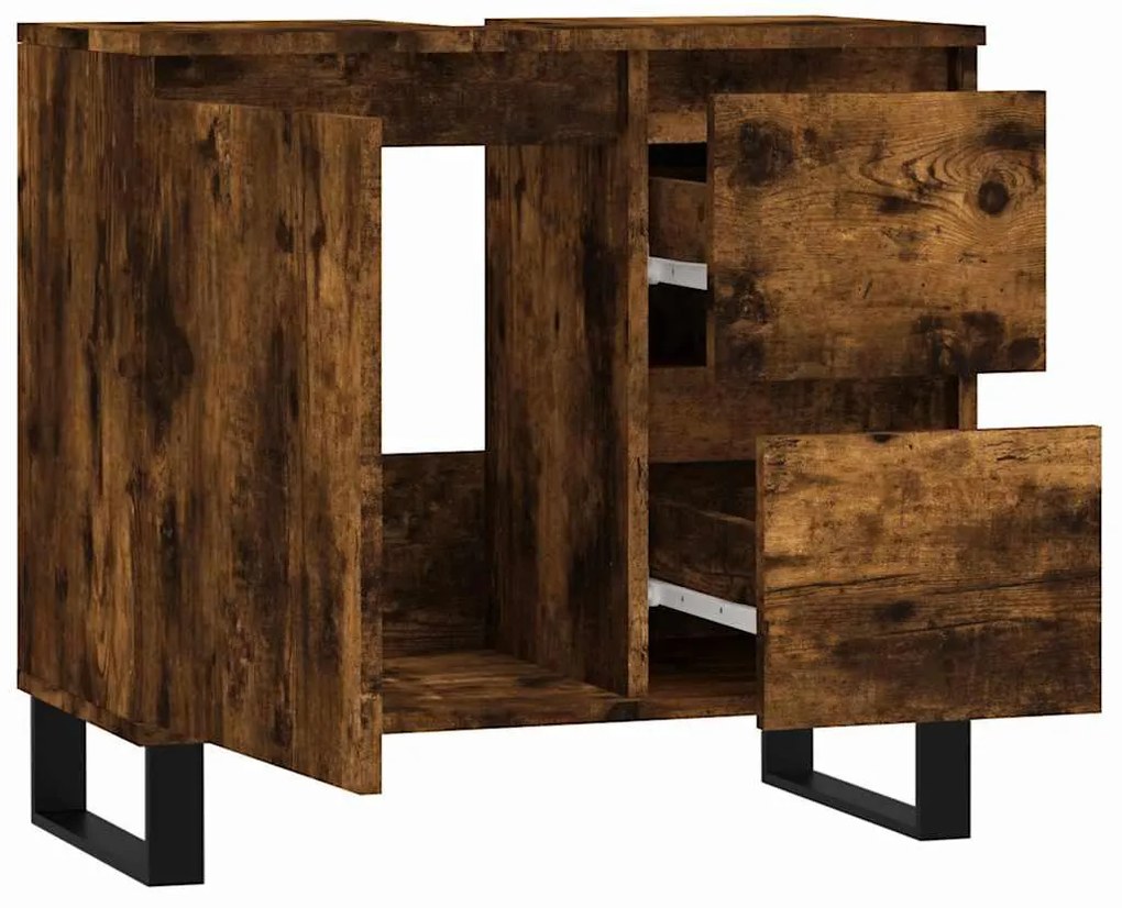 vidaXL Ντουλάπι Μπάνιου Καπνιστή Δρυς 65x33x60 εκ. Επεξεργασμένο Ξύλο