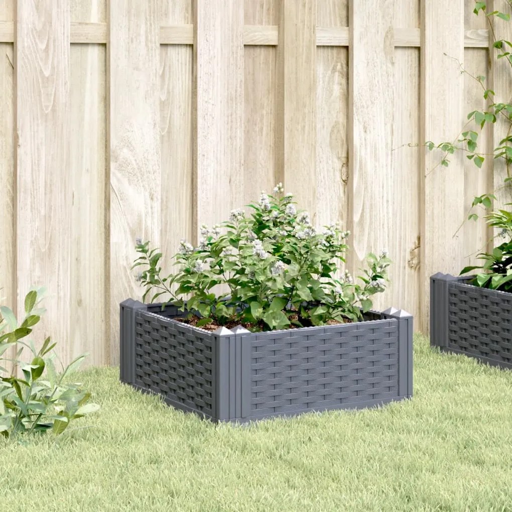 vidaXL Ζαρντινιέρα με Πασσάλους Μπλε Γκρι 42,5x42,5x28,5 εκ. Πολυπροπυλένιο
