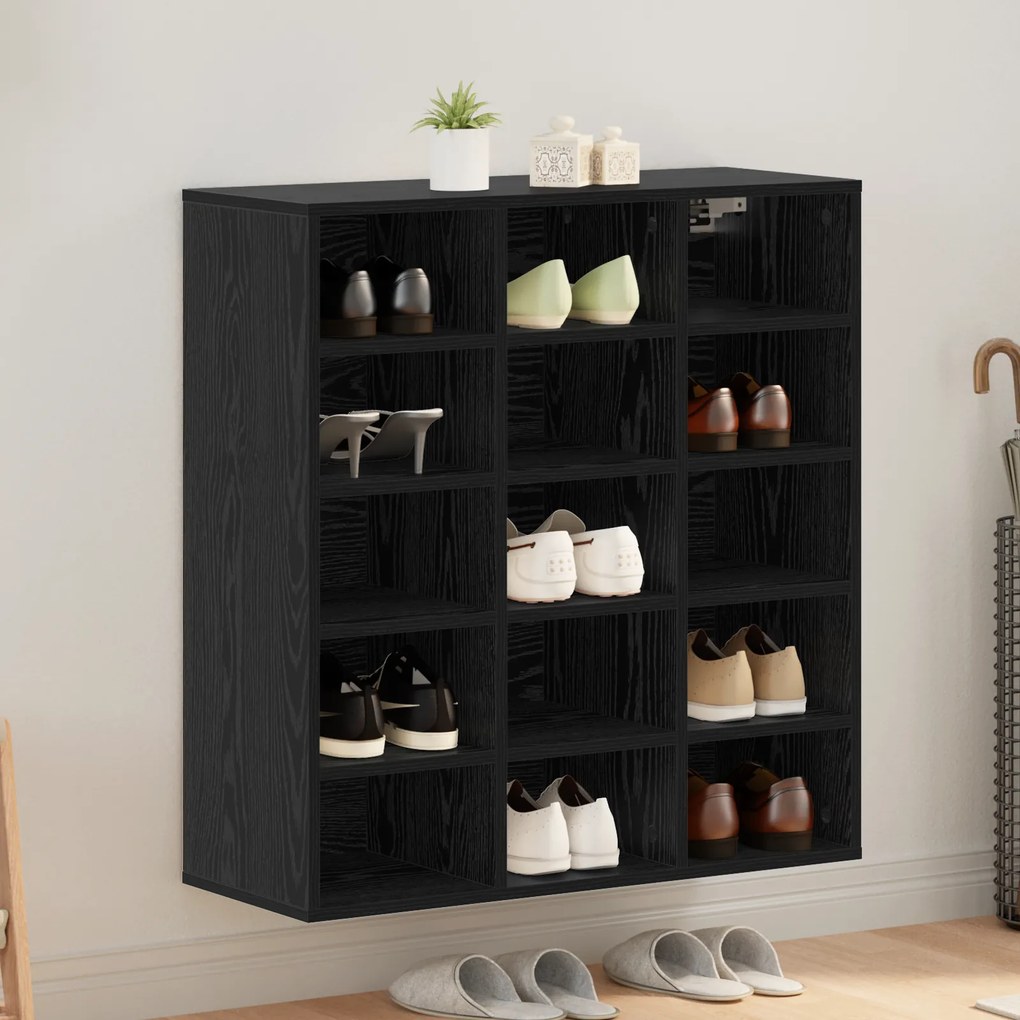 vidaXL Ντουλάπα Παπουτσιών Μαύρη δρυς 103x30x51 εκ Επεξεργασμένο ξύλο