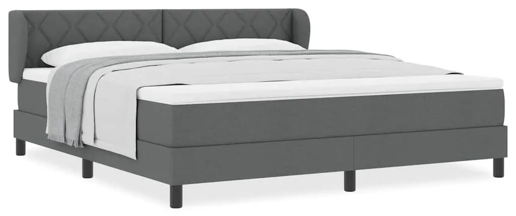 vidaXL Κρεβάτι box spring με στρώμα Σκούρο γκρι 180 x 200 cm ύφασμα