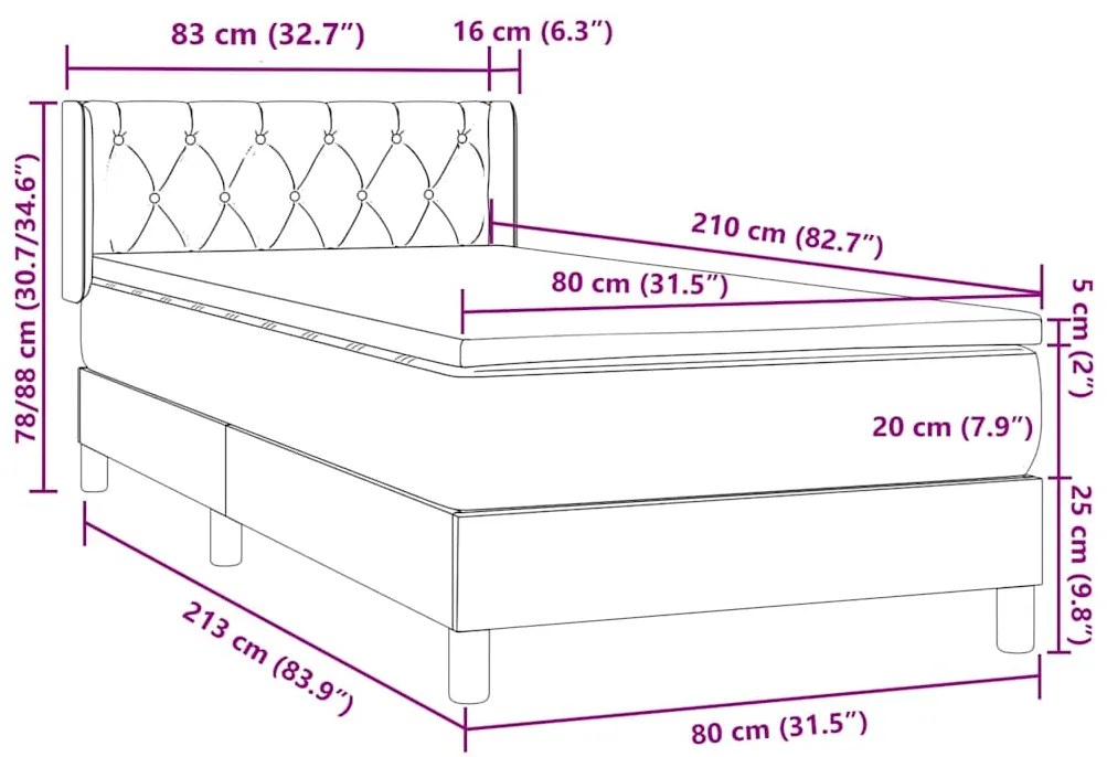 BOX SPRING ΚΡΕΒΑΤΙ ΜΕ ΣΤΡΩΜΑ ΣΚΟΥΡΟ ΜΠΛΕ 80X210 ΕΚ. ΒΕΛΟΥΔΙΝΟ 3318349