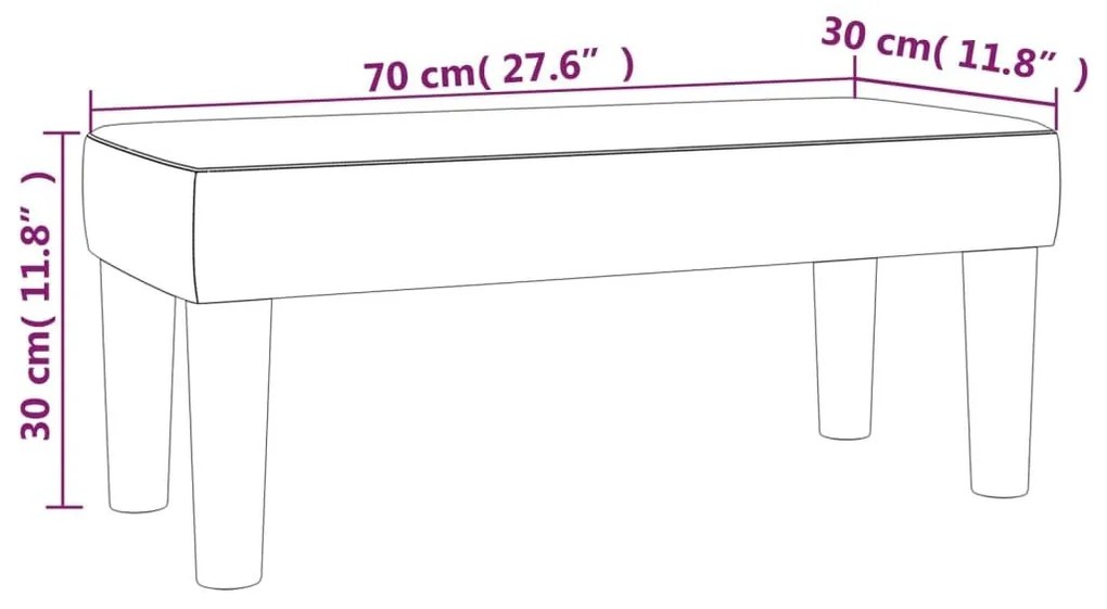 Πάγκος Μαύρος 70 x 30 x 30 εκ. Βελούδινος - Μαύρο