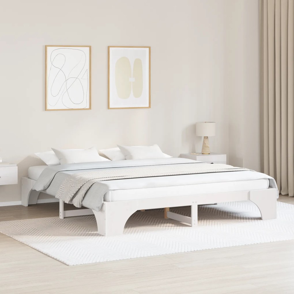 vidaXL Σκελετός Κρεβατιού Λευκός 200x200 cm από Μασίφ Ξύλο Πεύκου