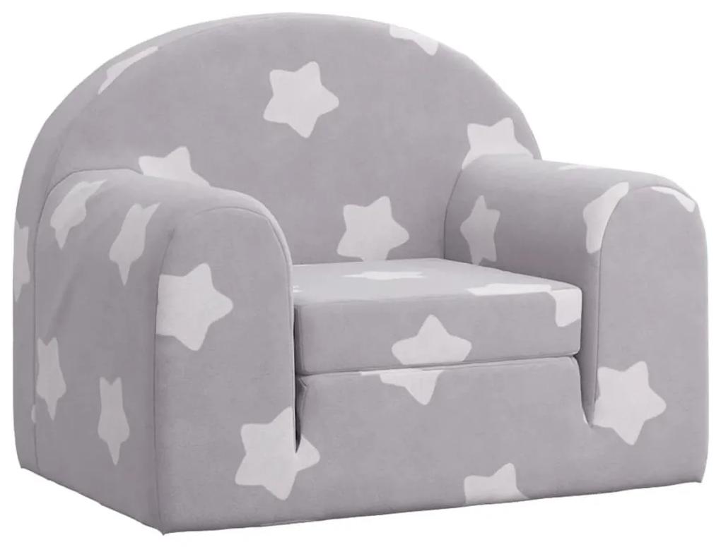 Καναπές/Κρεβάτι Παιδικός Αν. Γκρι Αστέρια Μαλακό Βελουτέ Ύφασμα - Γκρι