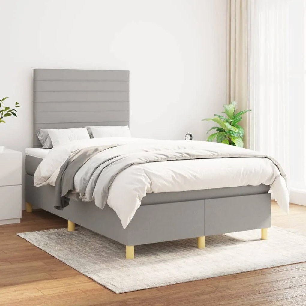 ΚΡΕΒΑΤΙ BOXSPRING ΜΕ ΣΤΡΩΜΑ ΑΝΟΙΧΤΟ ΓΚΡΙ 120X190 ΕΚ. ΥΦΑΣΜΑΤΙΝΟ 3269937