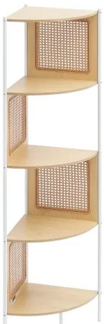 VEVOR Rattan Corner Bookshelf 5-Tier Bamboo Ladder Narrow Shelf Wall Corner Rack