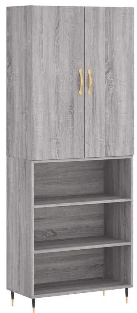 vidaXL Ντουλάπι Γκρι Sonoma 69,5 x 34 x 180 εκ. Επεξεργασμένο Ξύλο