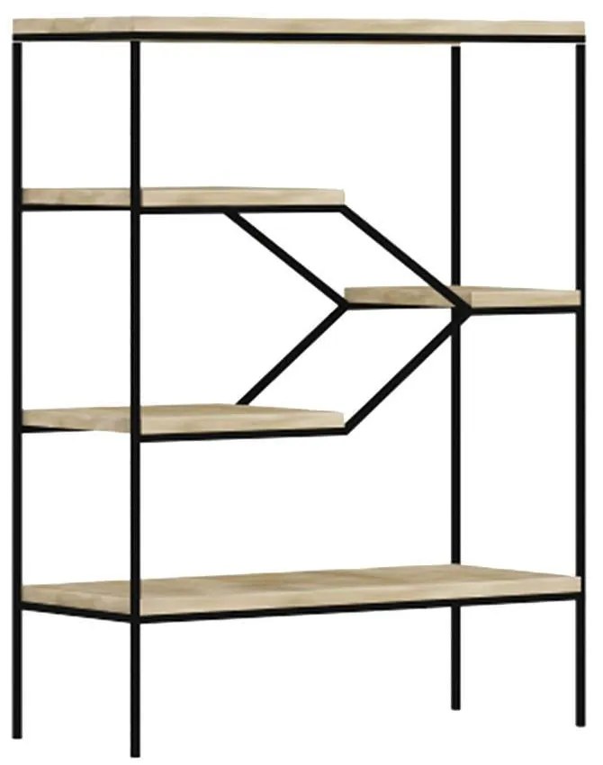 Βιβλιοθήκη Step Sonoma-Black 80x30x120cm 24-0470 Veneer, Metal