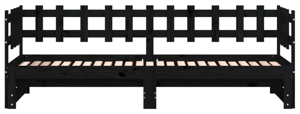 vidaXL Καναπές Κρεβάτι Συρόμενος Μαύρος 2x(90x190) εκ. από Μασίφ Πεύκο