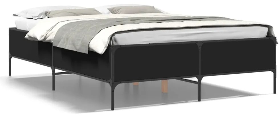 vidaXL Πλαίσιο Κρεβατιού Μαύρο 160 x 200 εκ. Επεξ. Ξύλο &amp; Μέταλλο