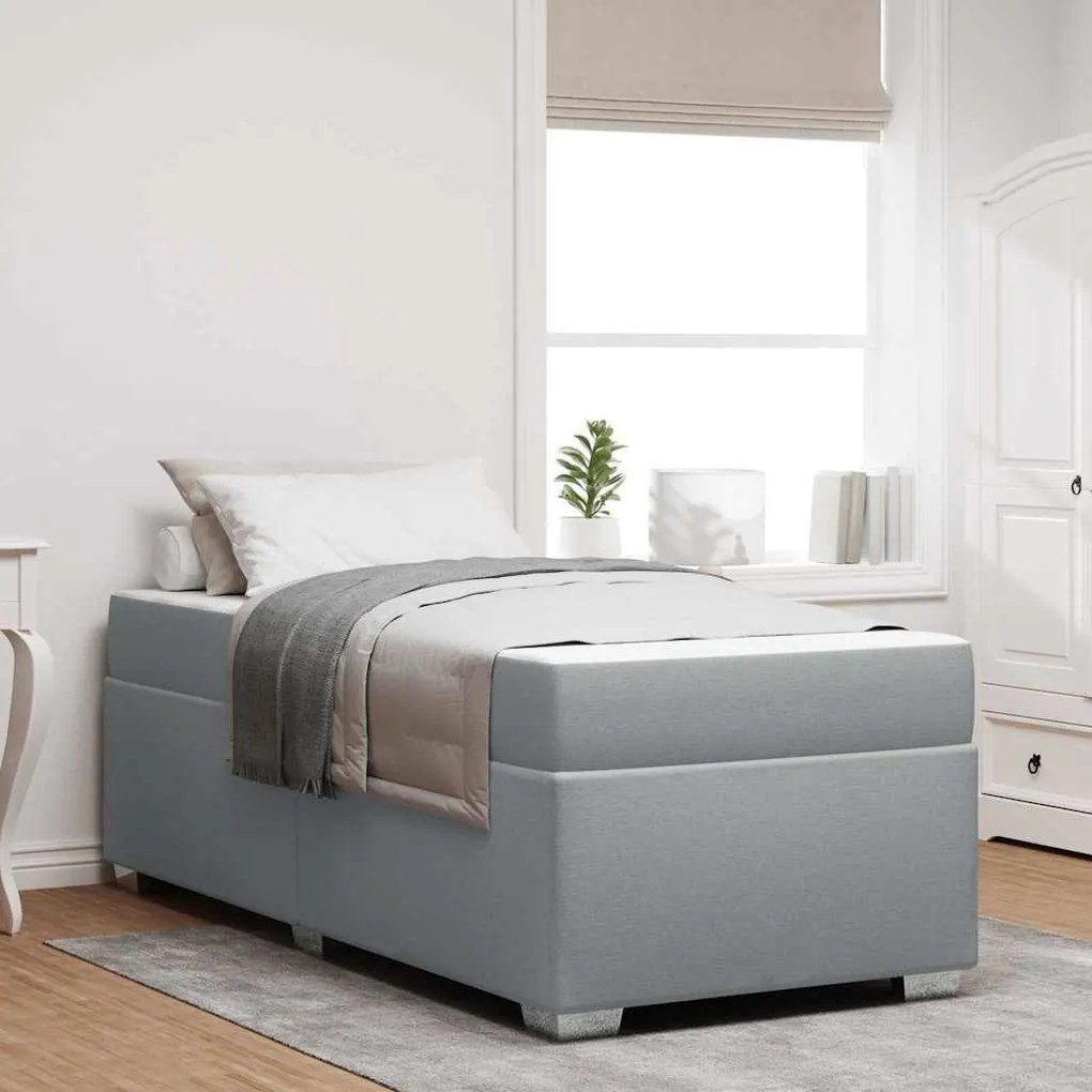 vidaXL Σκελετός Κρεβατιού Άλλο Ανοιχτό γκρι 90 x 190 cm ύφασμα