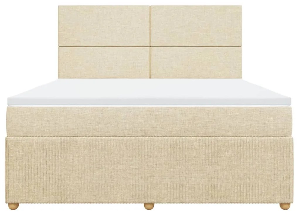 vidaXL Κρεβάτι Boxspring με Στρώμα Κρεμ 180x200 εκ. Υφασμάτινο