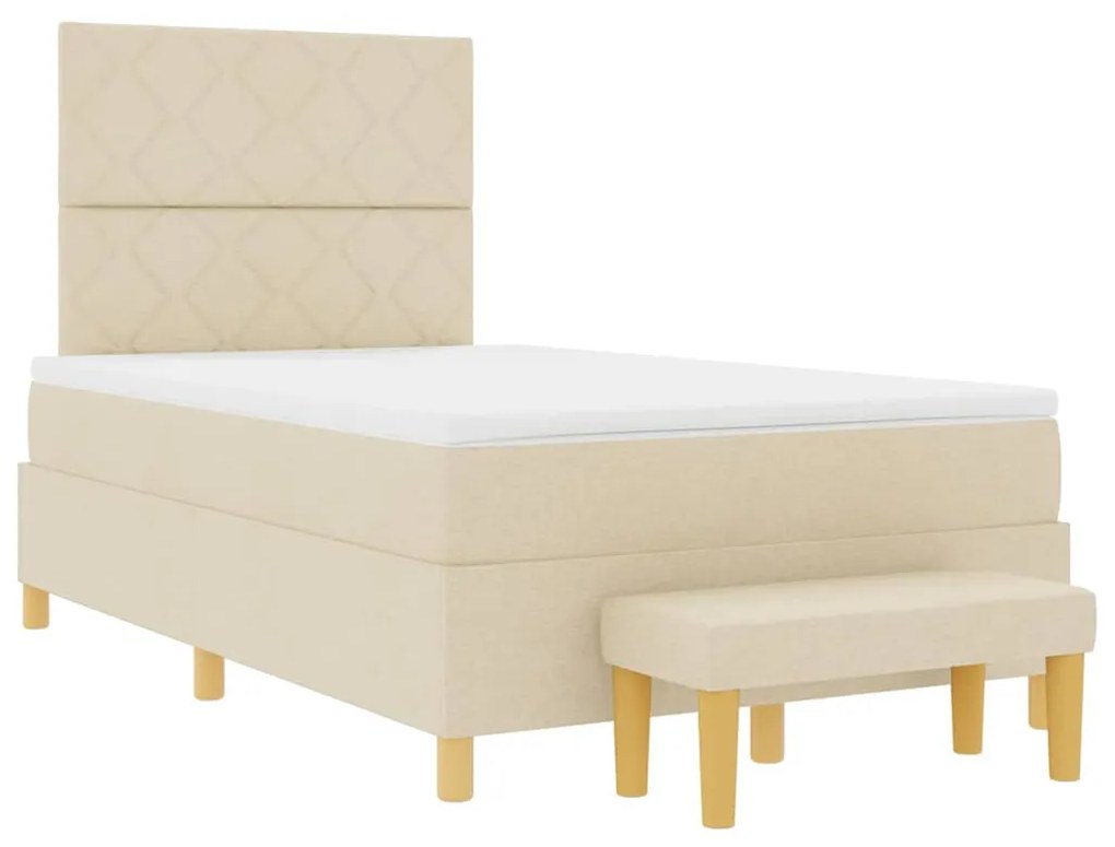 vidaXL Κρεβάτι με ελατήρια με στρώμα Κρεμ 120 x 190 cm ύφασμα