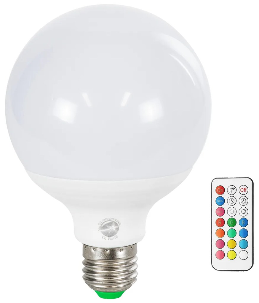 GloboStar 76071 Λάμπα LED E27 G95 Γλόμπος 12W 780lm 260° AC 220-240V IP20 Φ9.5 x Υ14cm - Εναλλαγή Φωτισμού μέσω Τηλεχειριστηρίου - Πολύχρωμο RGB+WW - 2 Years Warranty - 76071